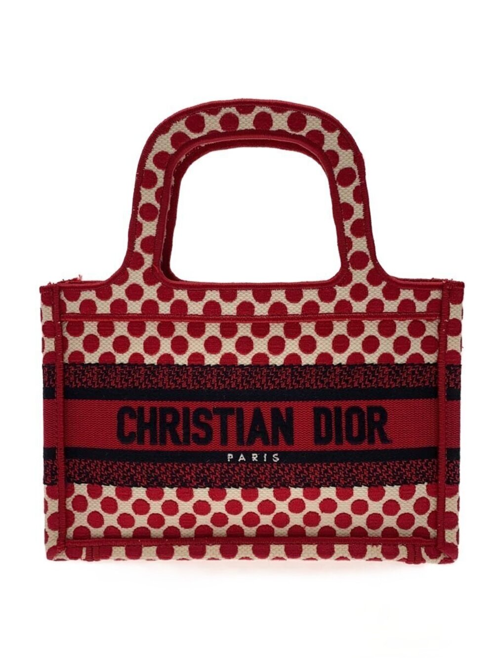 Christian Dior Tote Bag White Dot Red